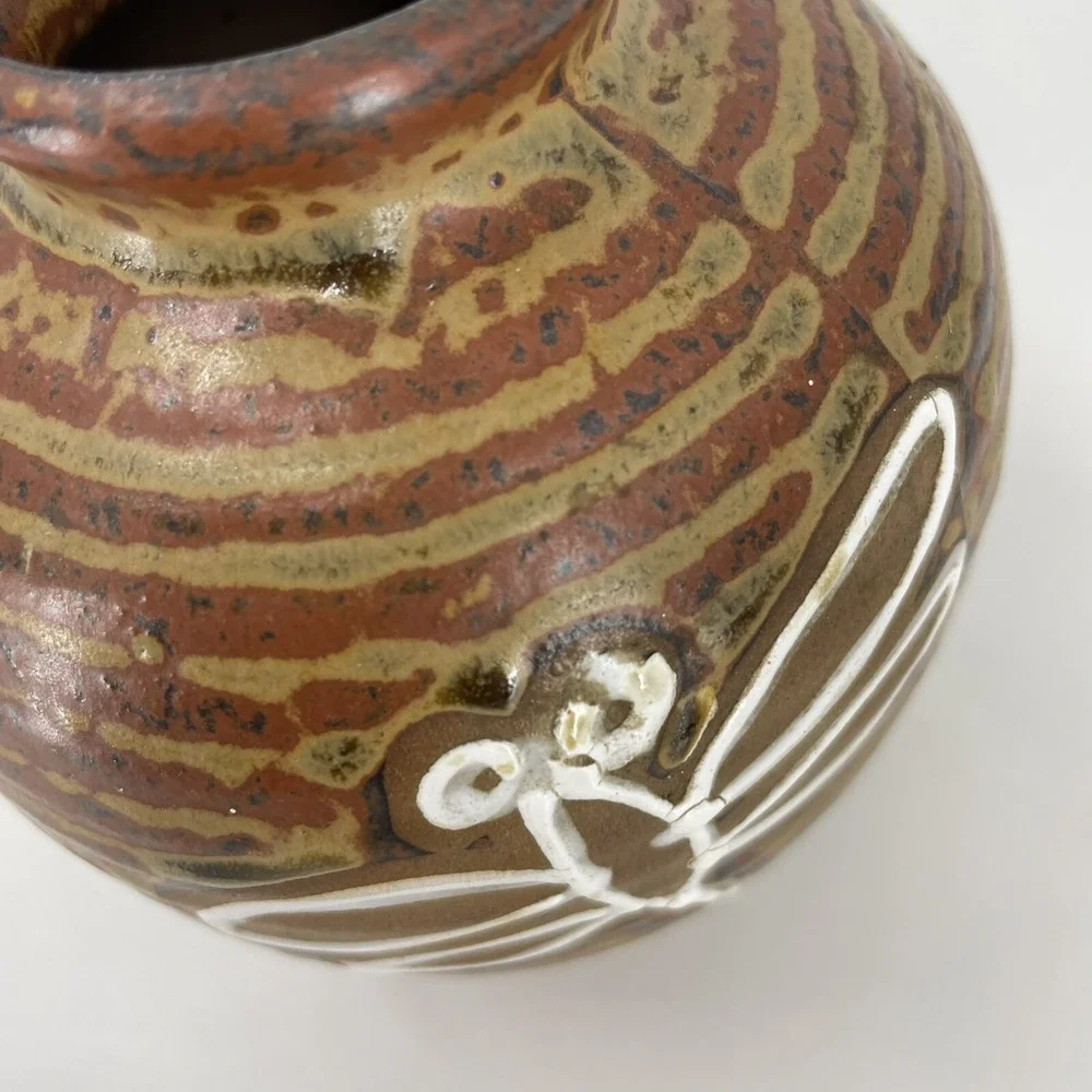 Vintage Rustic Japanese Pottery Vase 5